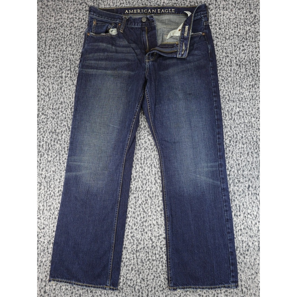 American Eagle Bootcut Jeans Mens 36x32 Blue Dark Wash Cotton Denim 11878